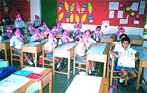 Students at a special mask-making workshop, organised by Amity International.