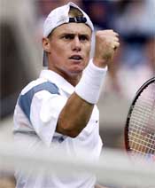 Australia's Lleyton Hewitt celebrates a point