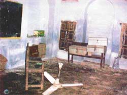 A fallen fan shows the condition