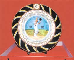 A commemorative plaque which will be presented to Sachin Tendulkar at The Oval on the occasion of Tendulkar�s 100th Test