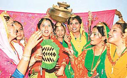 Girls of Government Model Senior Secondary School, Sector 18, who won the Inter-School Girls Dance Competition held at Government Model Senior Secondary School, Sector 10, in Chandigarh on Tuesday.