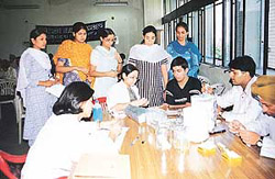 A team of doctors from the GMCH-32 with students of Government College, Sector 46, Chandigarh, on Wednesday.