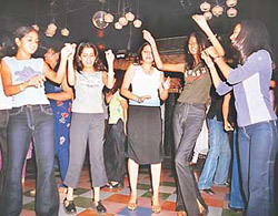 Freshers jive to popular tunes during the freshers� party of the JD Institute of Fashion Technology at the Khyber, Sector 35, Chandigarh, on Wednesday. 