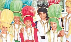 Students of Mount Carmel School, Sector 47, prepare for a dance item to be staged on Teachers� Day in Chandigarh on Thursday. 