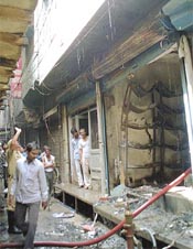 The site of the fire in Gandhi Nagar