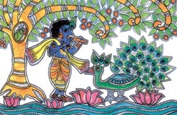 A pastel, �Yamuna Teer Vihari�, by Bandana Jha