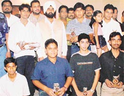 Winners of the City Open Snooker Tournament along with the chief guest, Mr Malkit Singh Birmi, MLA,