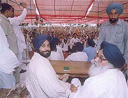 SAD president Parkash Singh Badal (right) and general secretary Sukhbir Singh Badal