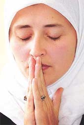 Sarah Joseph from the Islamic Society of Britain prays 