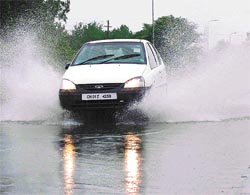 Water-logged roads of Ludhiana after continuous downpour