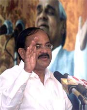 BJP President Venkaiah Naidu addresses a Press conference