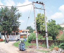A damaged transformer at Ramgarh Bhudda village, near Zirakpur. 