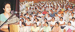 Dr Sherry Sabarwal addresses a seminar on �Sexual harassment at the workplace� at the Guru Gobind Singh College for Women