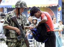 Nepalese army conducts a security check