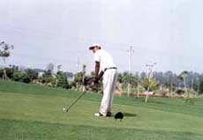 Jaskirat Singh in action in the Junior Golf Tournament at Jaypee Greens in Noida.