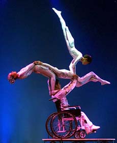 Members of China's Disabled People's Performing Art Troupe rehearse for their latest performance 