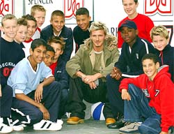 Manchester United's David Beckham arrives at a photo call