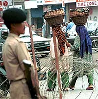 Barbed wires thrown around security forces bunkers