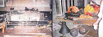 Badly burnt room of the gurdwara 
