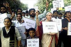 A protest march led by social activist Nafisa Ali and others