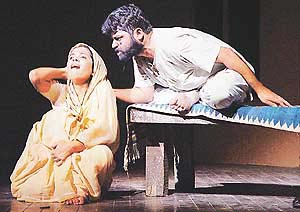 A scene from �Sakharam Binder�, a play, written by Vijay Tendulkar