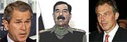 George Bush, Saddam Hussein and Tony Blair