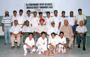 The Hansraj Model School cricket team that won the Gyan Bharti Under-13 Cricket title in Saket