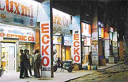 A night view of the Bajwara market in Sector 22-C