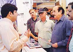 A former Governor of Punjab, Lieut-Gen B.K.N. Chhibber (retd), takes a round after inaugurating a career fair in Lajpat Rai Bhavan