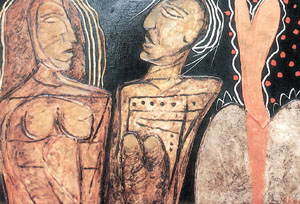 The canvases of R. B. Bhaskaran, �Still Life� and �Life�.