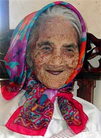 Vietnamese Vu Thi Dao poses for a photo