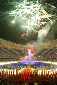 Fireworks explode inside Pusan Stadium