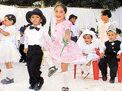 Tiny tots at a cultural function held in Saint Soldier International School, Sector 28, Chandigarh, on Monday.