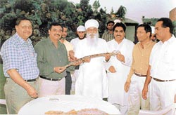 The PPCC president, Mr H.S. Hanspal, being felicitated at a function