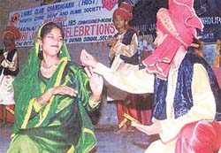 Deaf and dumb children from the region exhibit their talent at a function