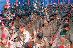 NCC cadets attend a meeting during a camp