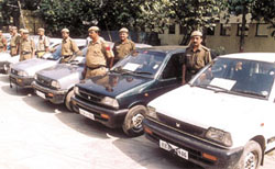 Stolen vehicles, which were recovered from a gang