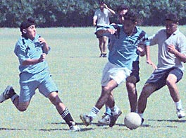Players of Gyan Jyoti Public School, SAS Nagar, and Guru Nanak Public School, Sector 36, in action in Chandigarh 