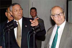 Chief UN weapons inspector Hans Blix and US Secretary of State Colin Powell