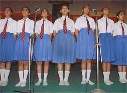 Students of K.V.M. School perform in a national group song competition 