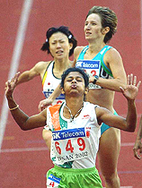 K.M. Beenamoi reacts after winning the women's 800m final