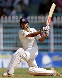 India's Virender Sehwag hits a shot