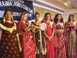 Participants at the Karva Queen contest held by the Sarabha Ladies Club