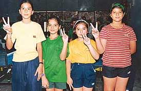 Paddlers of DAV Public School, Sector 8, after winning the under-14 title in the CBSE Cluster XI Table Tennis Tournament in Chandigarh 