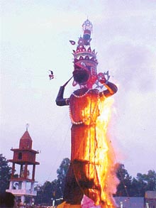 Ravana goes up in flames
