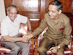 New Home Secretary N. Gopalaswami bids adieu to his predecessor Kamal Pande 