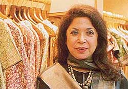 Leading designer Ritu Kumar with her creations in Ludhiana
