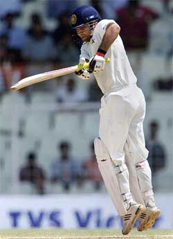 Virender Sehwag hits a shot