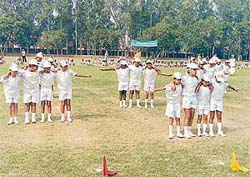 Children of St John�s High School, Sector 26, Chandigarh, at the annual junior sports day of the school