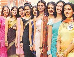 First year students of the Khalsa College for Women, Ludhiana, participate in the Ms Fresher contest